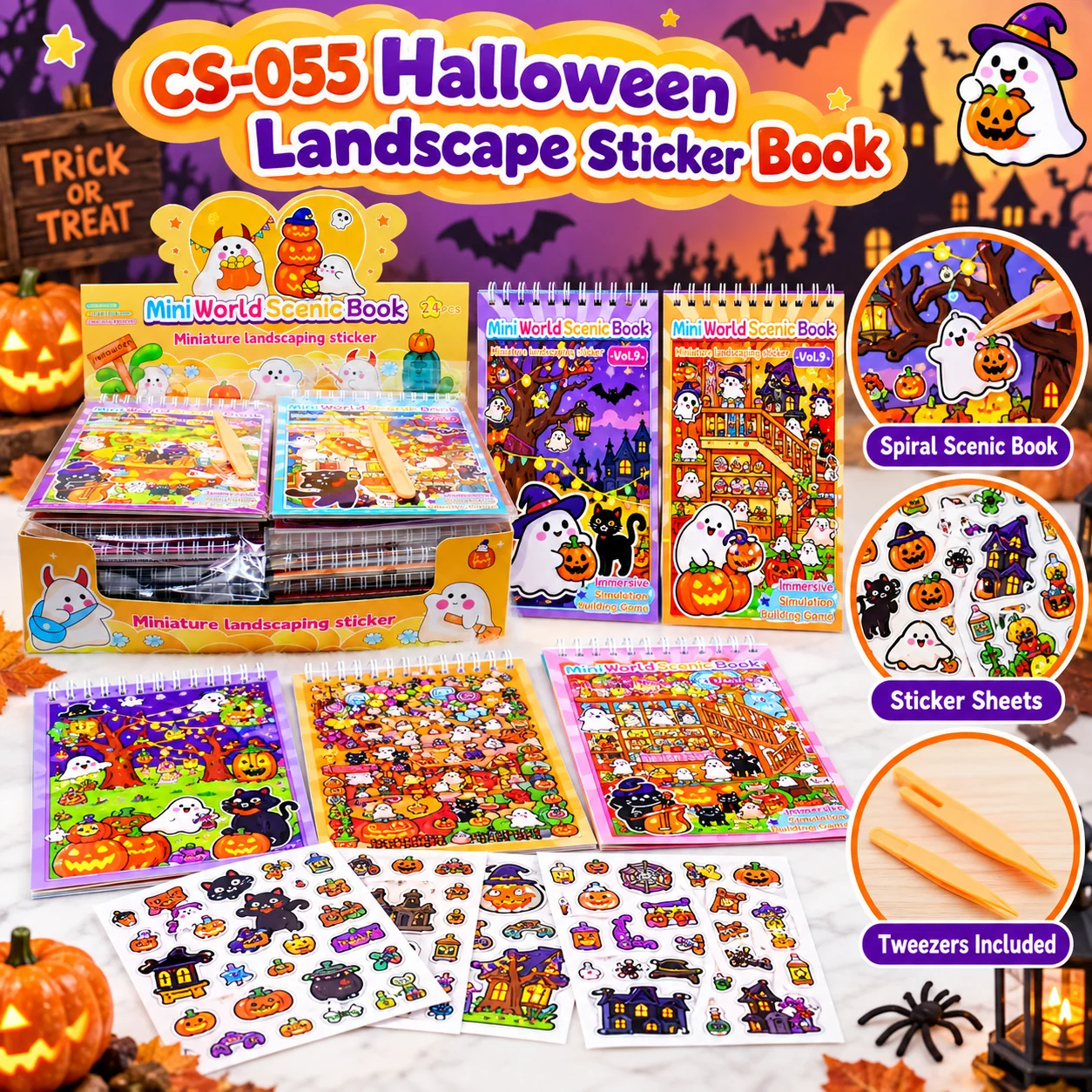 CS-055 English Version Halloween Landscape Sticker Book