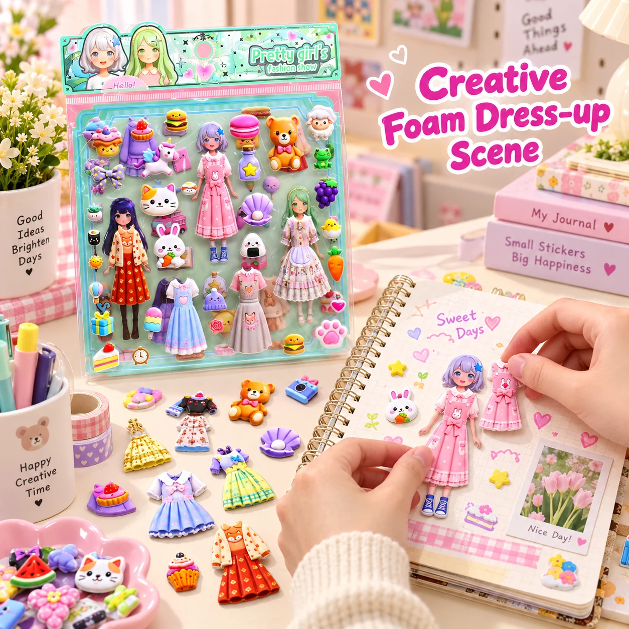 CYL-001-006 Double-layer Foam Dress-up Stickers