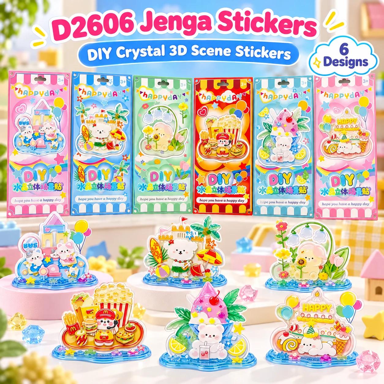 D2606 Jenga Stickers 6 Designs