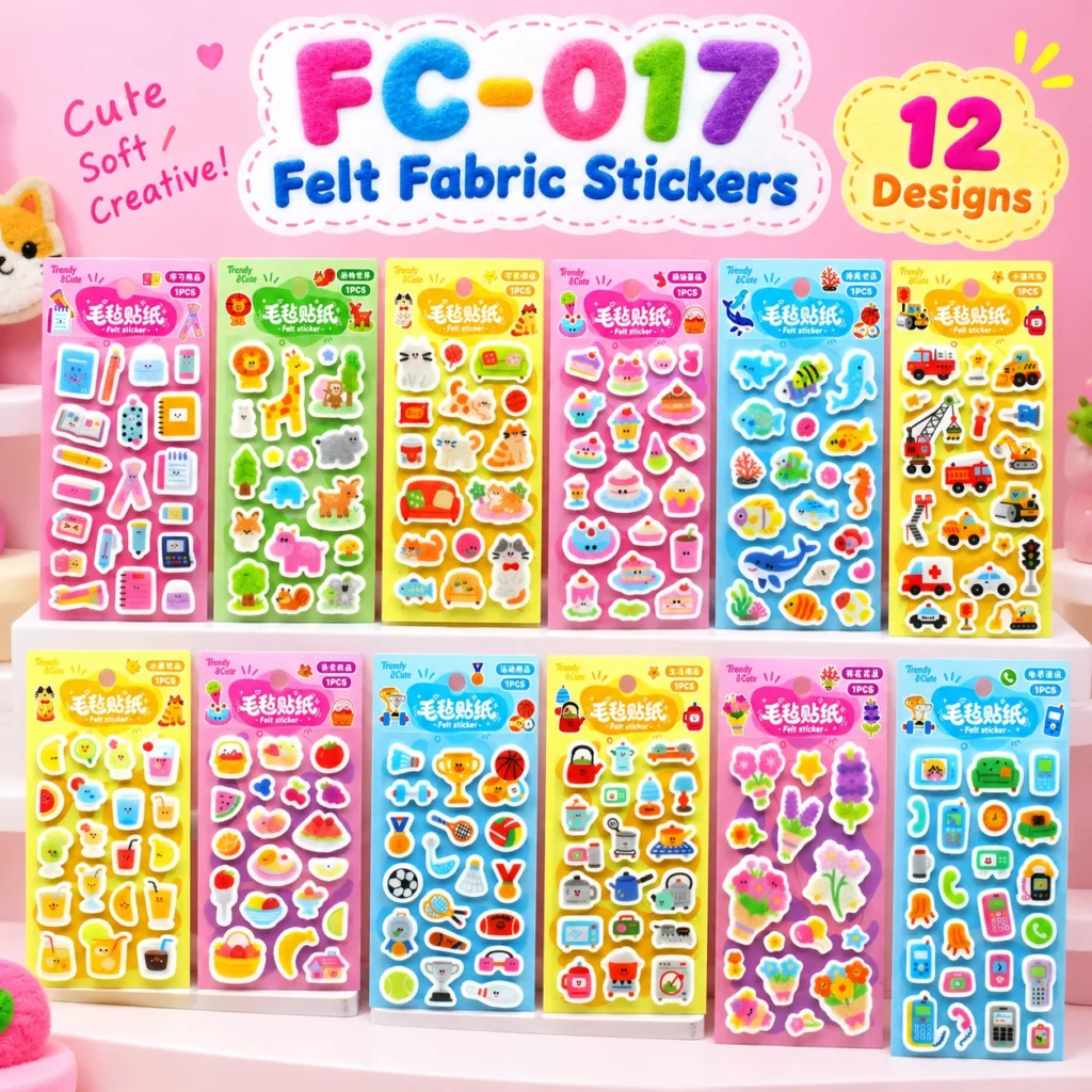 FC-017 Felt Fabric Stickers 12 Designs