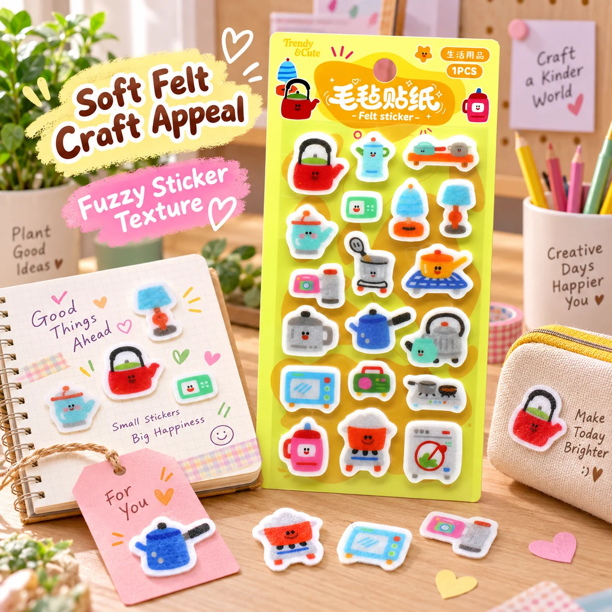FC-017 Felt Fabric Stickers 12 Designs