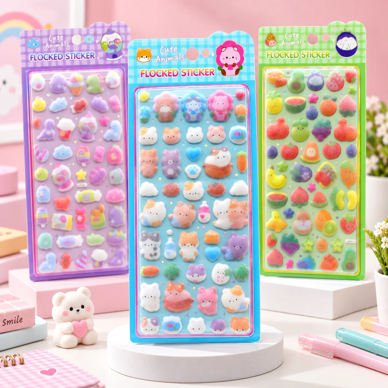 FC013 Flocking Cartoon Sticker