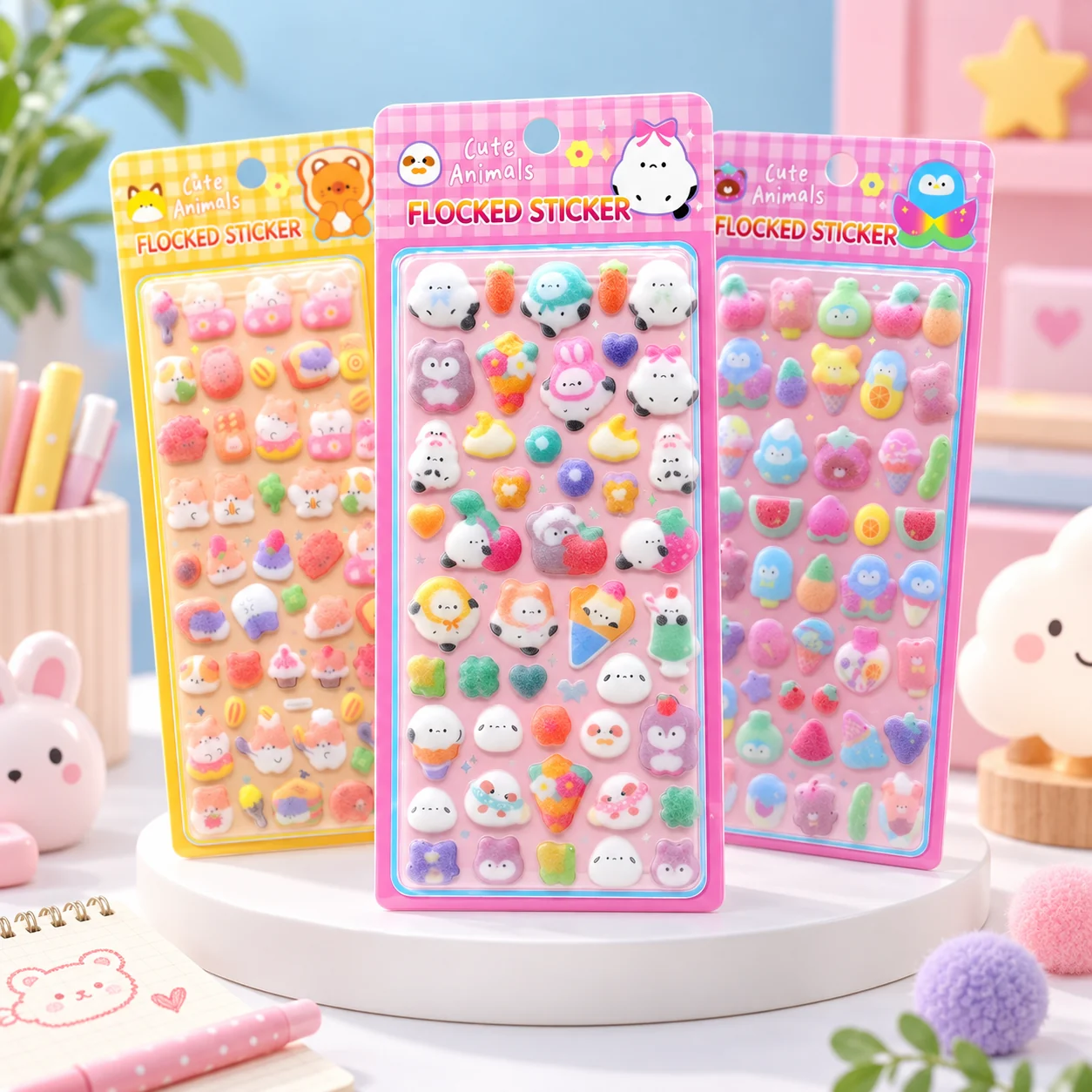 FC013 Flocking Cartoon Sticker