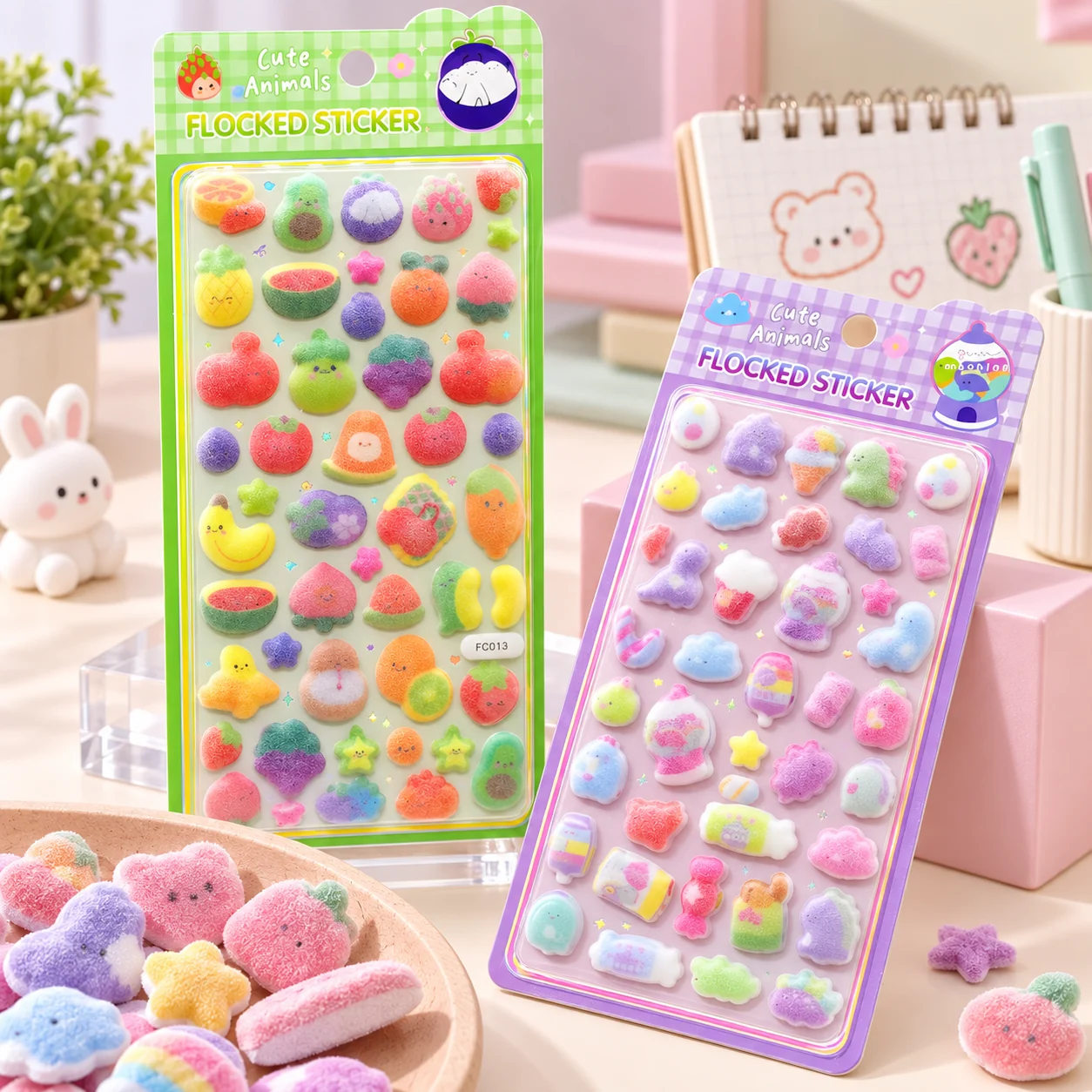 FC013 Flocking Cartoon Sticker