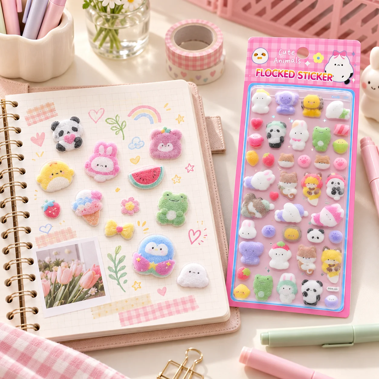 FC013 Flocking Cartoon Sticker