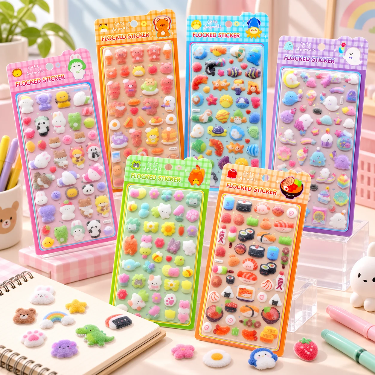 FC013 Flocking Cartoon Sticker