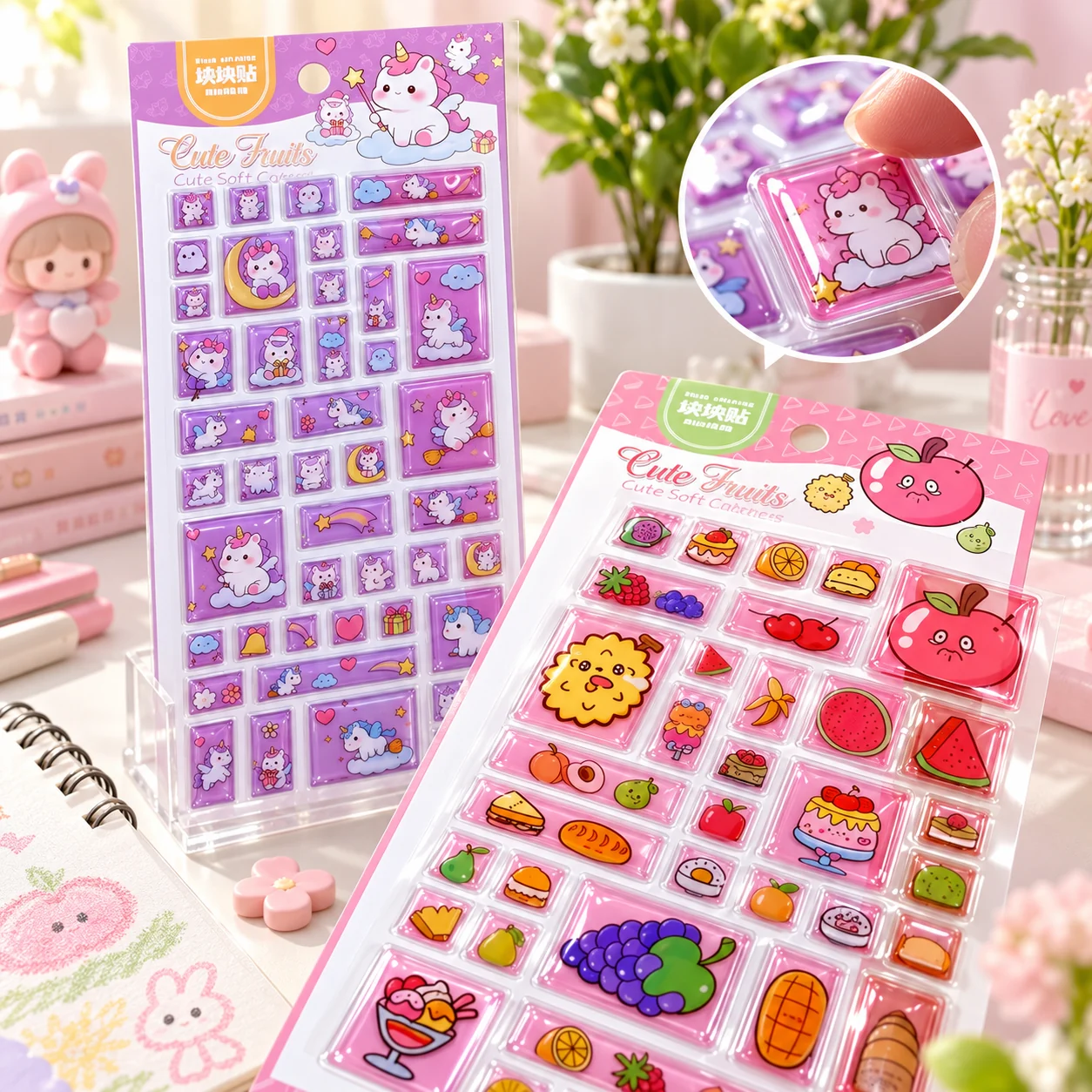 FD-4533 Crystal embossed square sticker