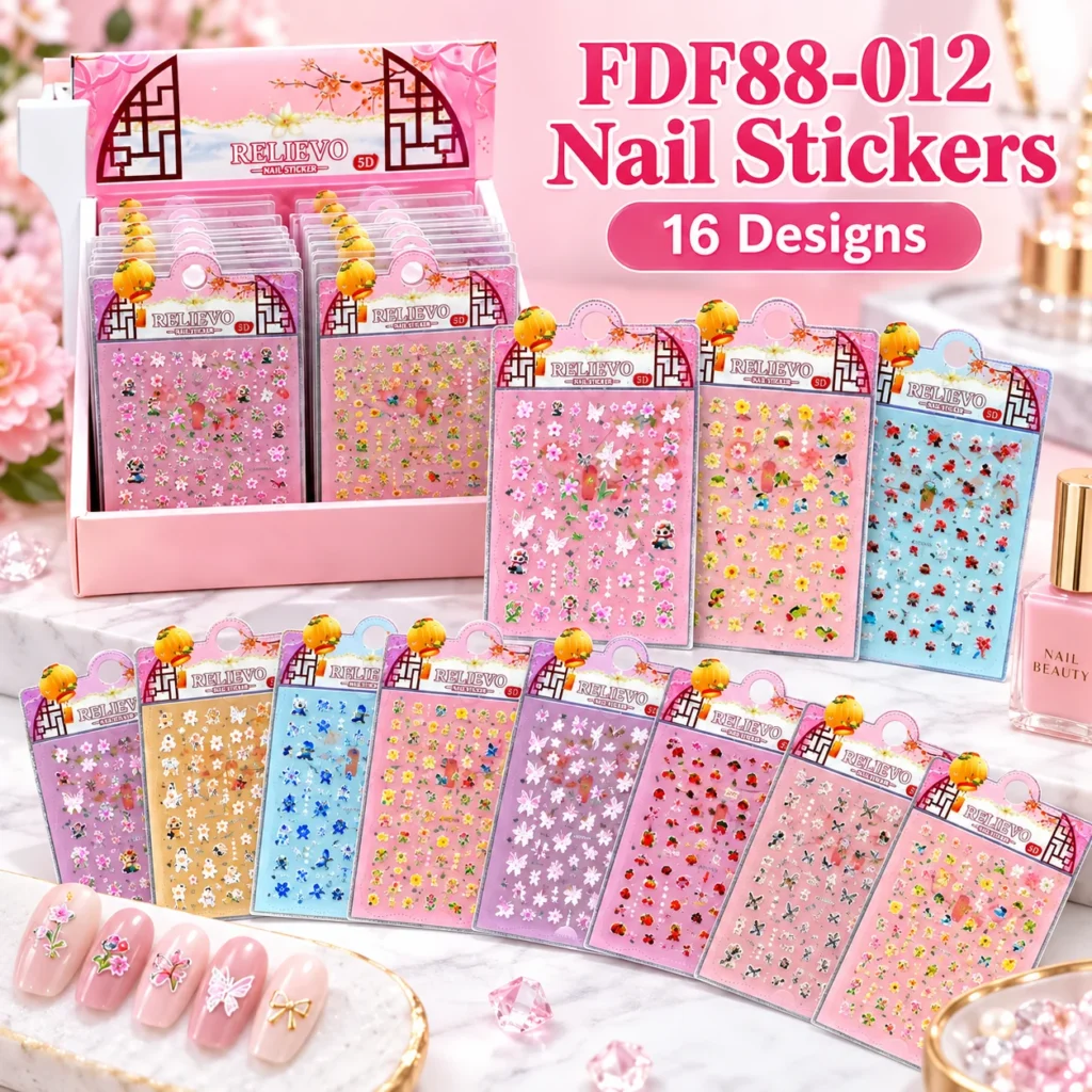 FDF88-012 Nail Stickers 16 Designs