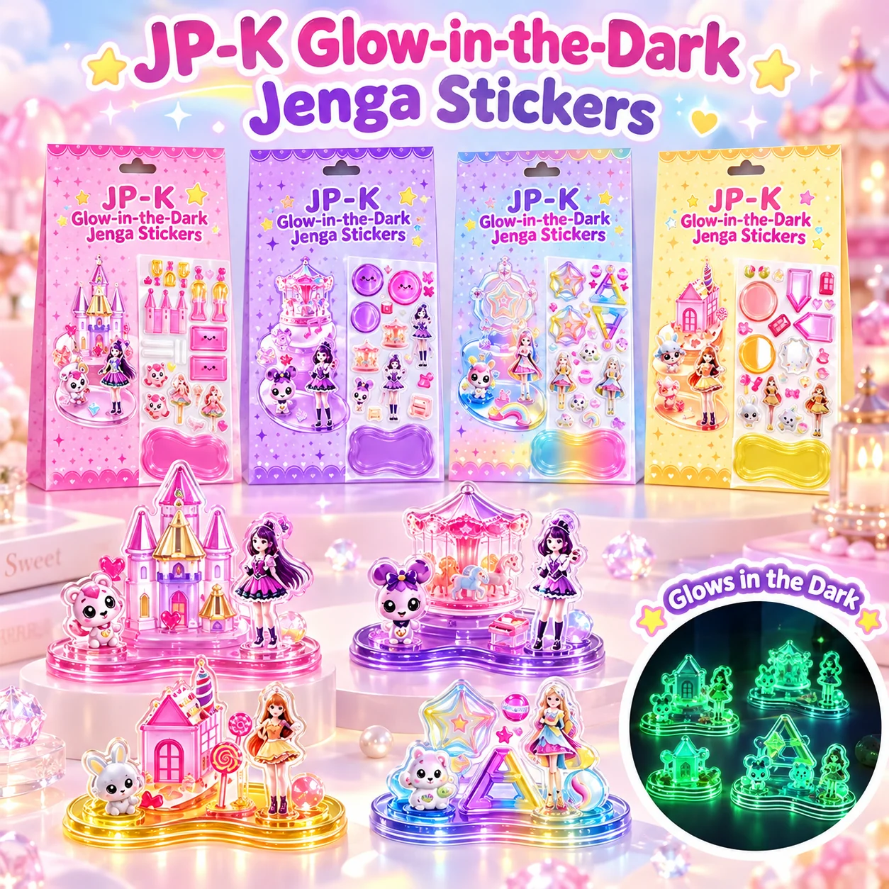 JP-K Glow-in-the-Dark Jenga Stickers