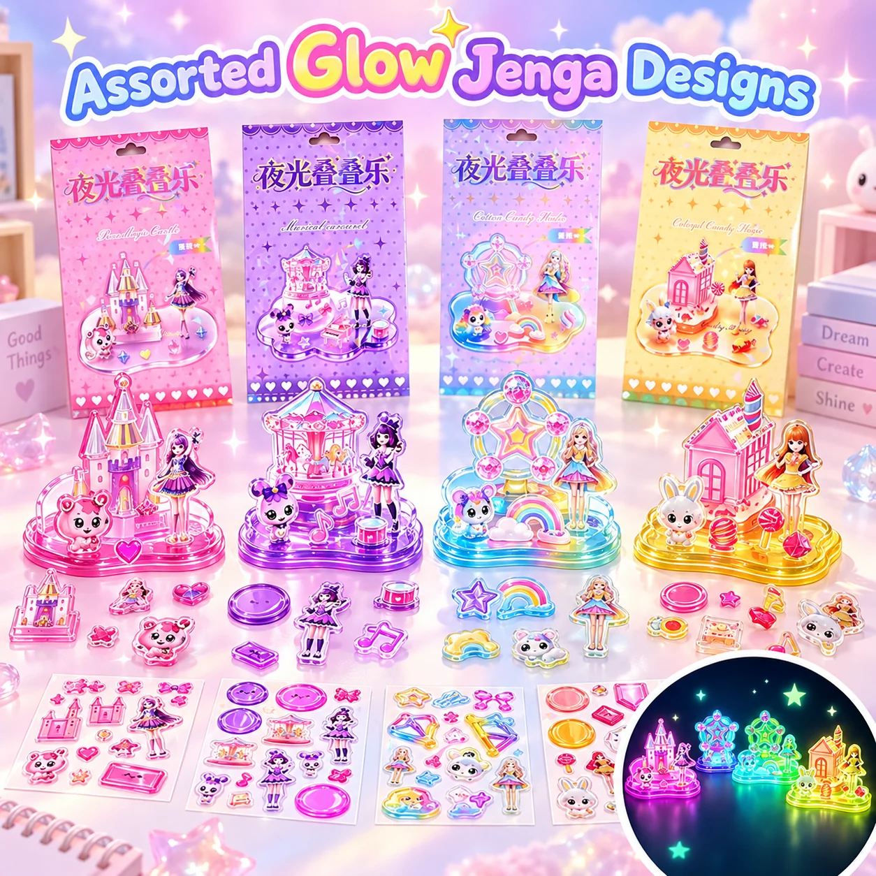 JP-K Glow-in-the-Dark Jenga Stickers