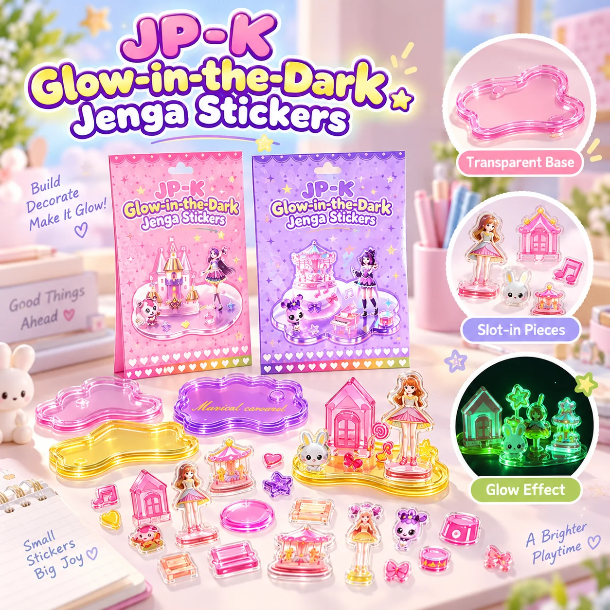 JP-K Glow-in-the-Dark Jenga Stickers