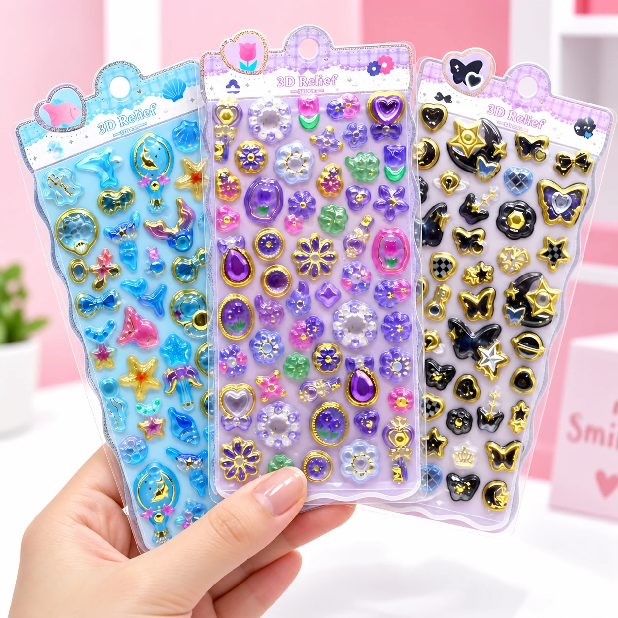 LNFC-067 Solid Hot-Stamping Embossed Sticker Cards (New)