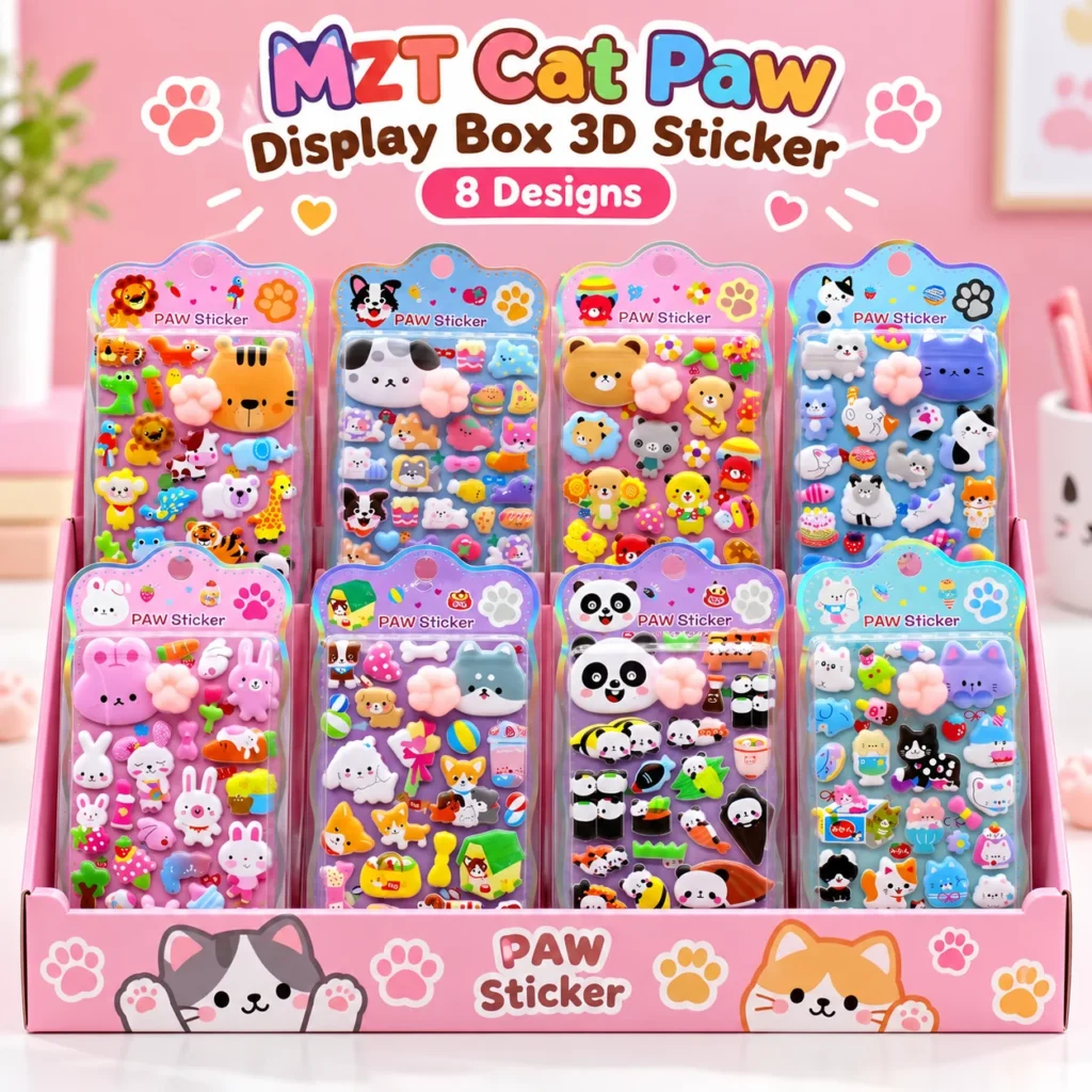 MZT Cat Paw Display Box 3D Sticker (8 Designs)