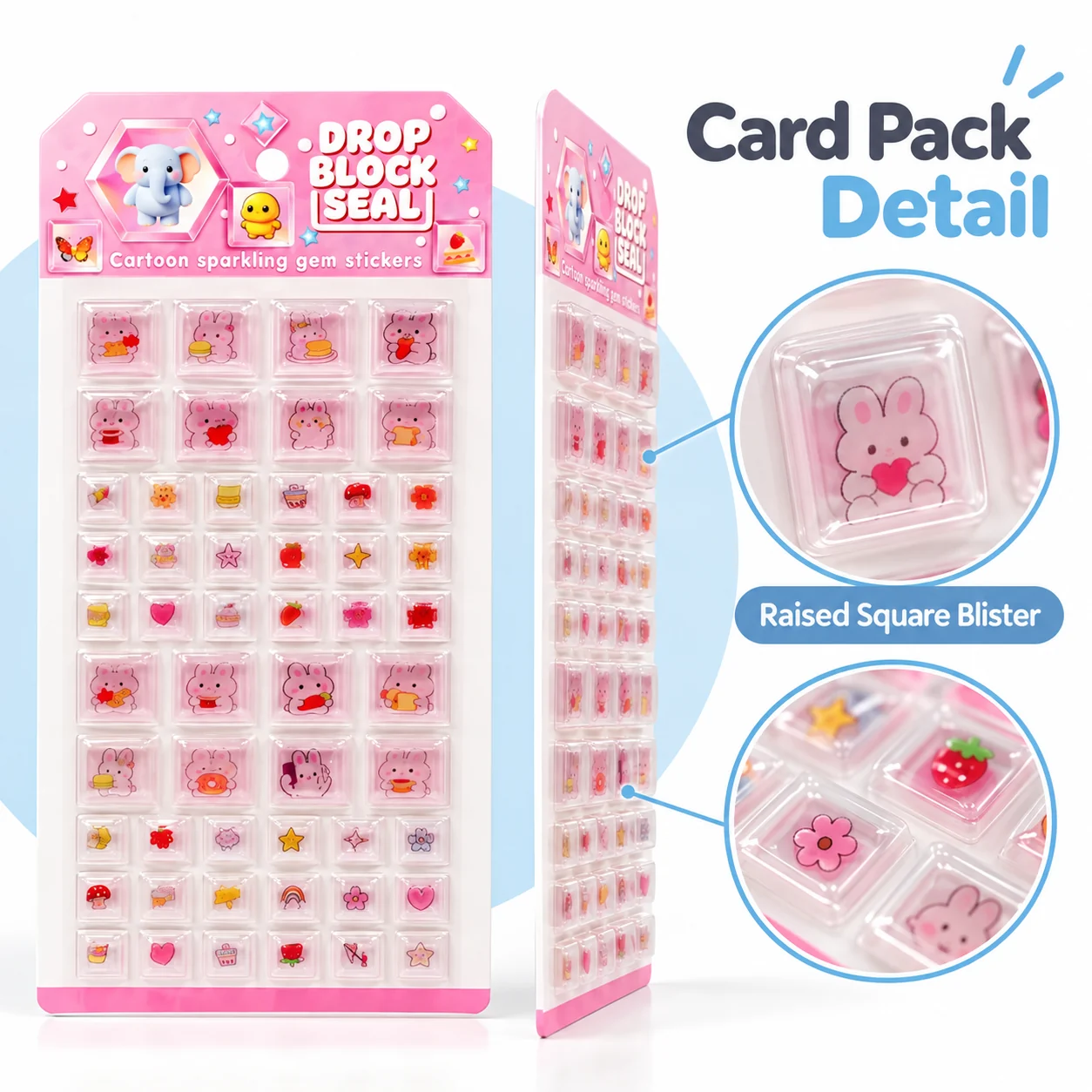 RG Solid Square 3D Embossed Sticker Cards