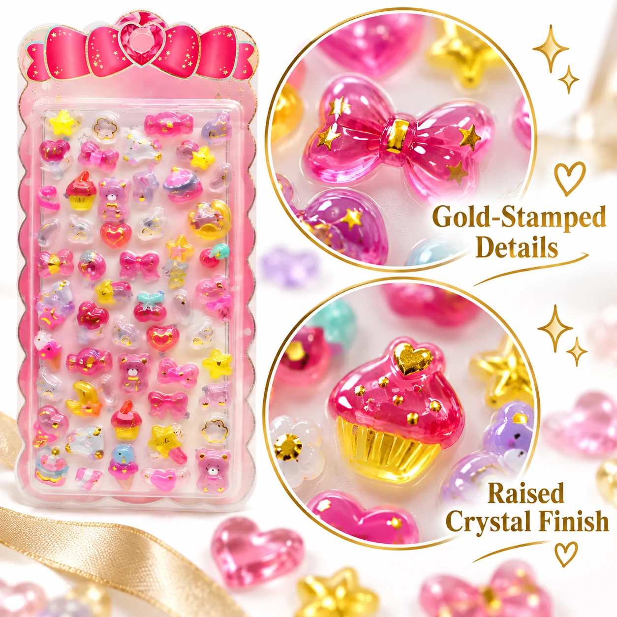 SJ-169 Solid Gold-Stamped Embossed Sticker Cards (Bulk Carton)