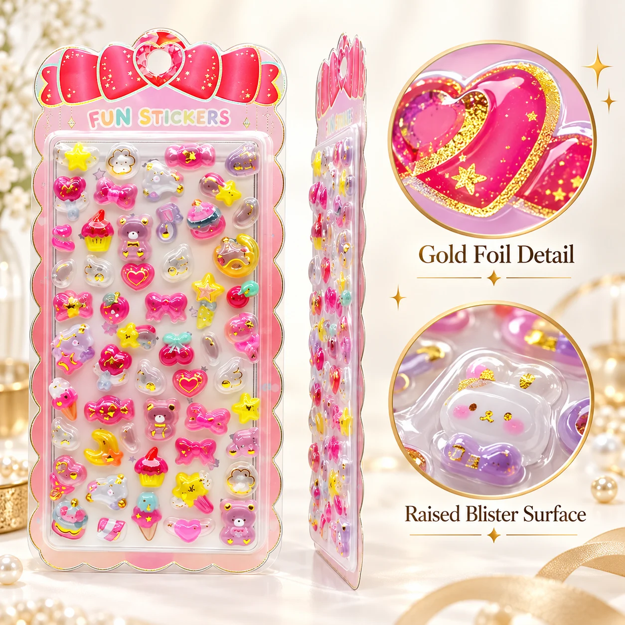SJ-169 Solid Gold-Stamped Embossed Sticker Cards (Bulk Carton)
