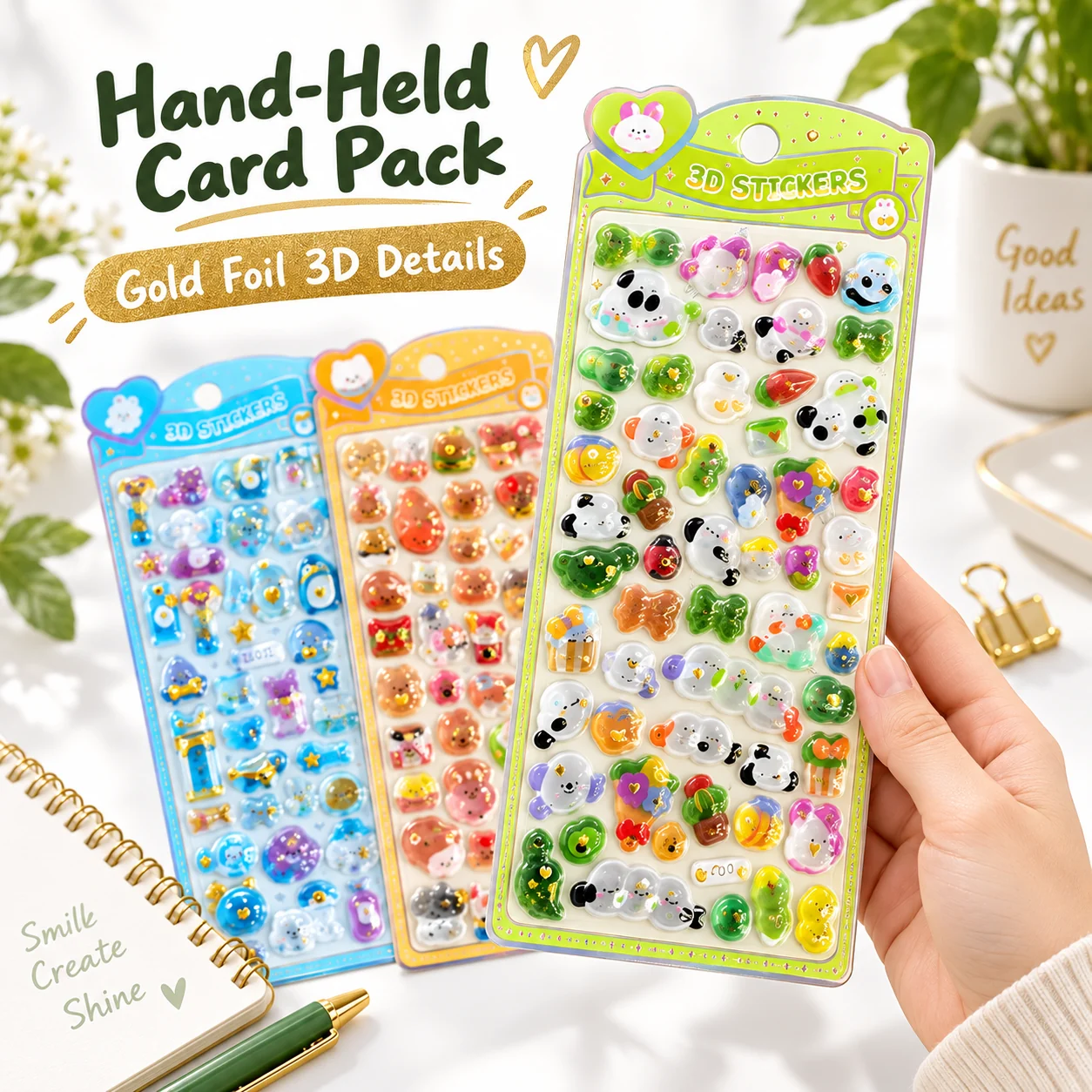 SOK-061-072 Hot Stamping Solid Embossed Sticker Cards