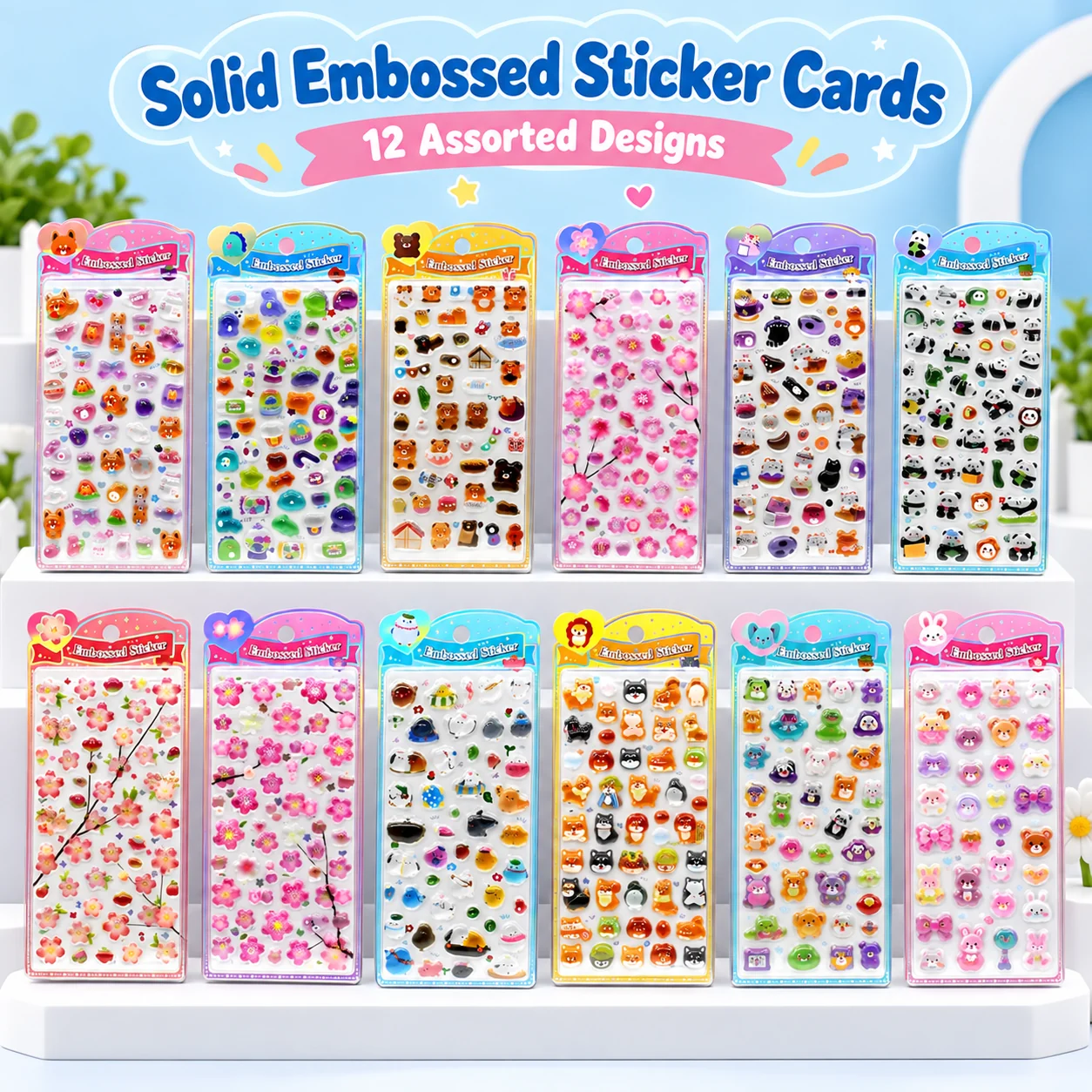 SOK-061-072 Solid Embossed Sticker Cards