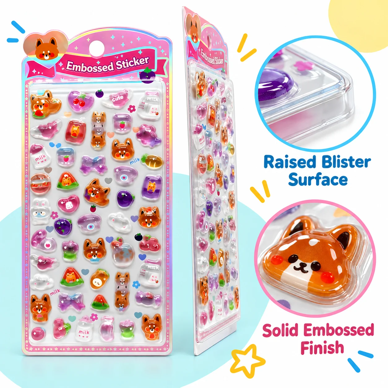 SOK-061-072 Solid Embossed Sticker Cards