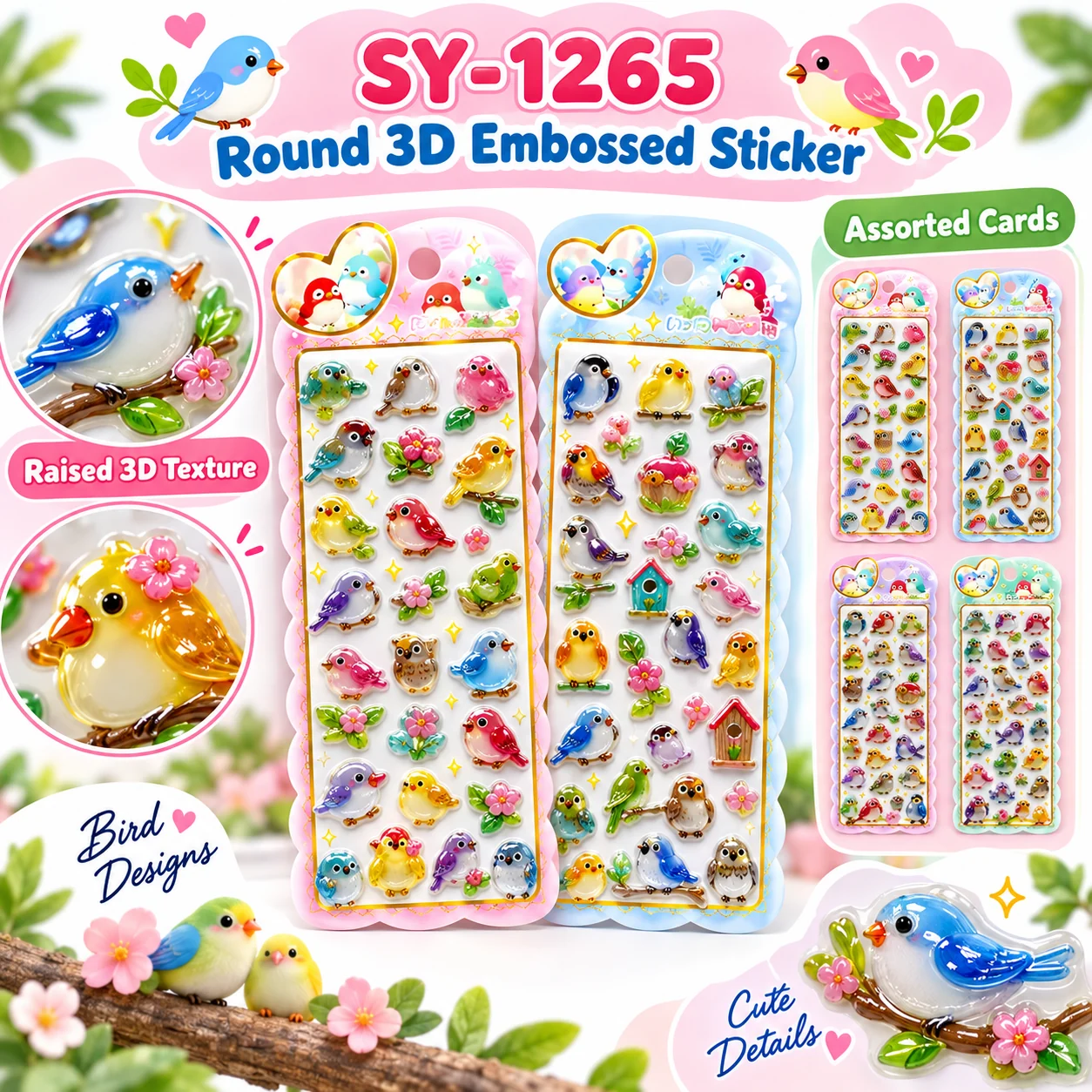 SY-1265 Round Dome 3D Embossed Stickers