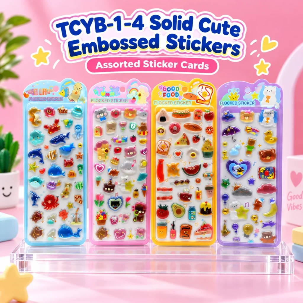 TM-01 / CYB-1-4 Solid Embossed Sticker Cards