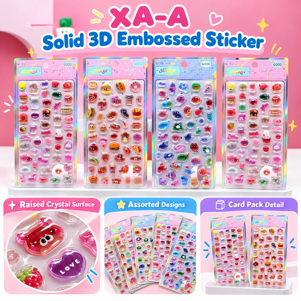 XA-A Solid 3D Embossed Stickers