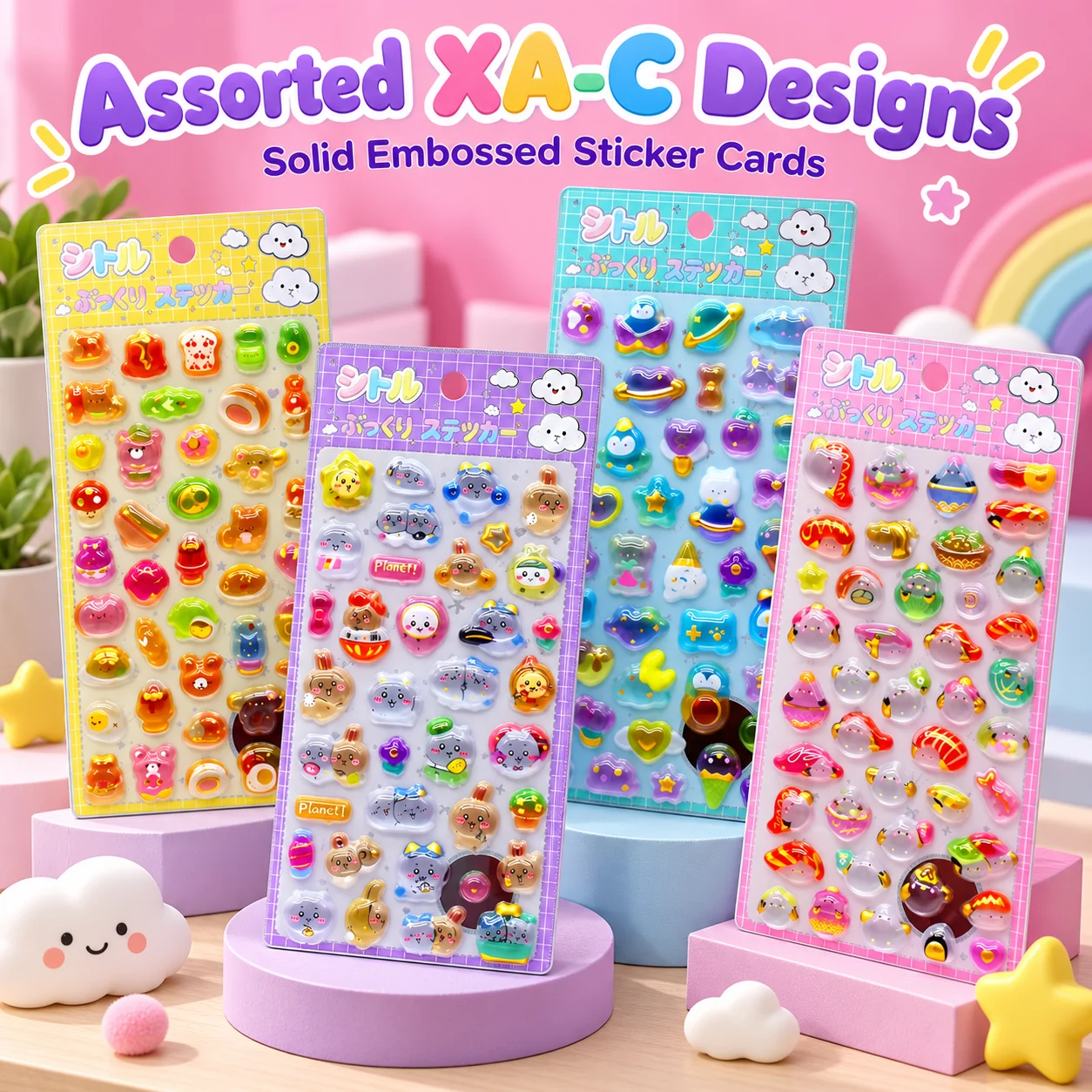 XA-C Solid 3D Embossed Stickers