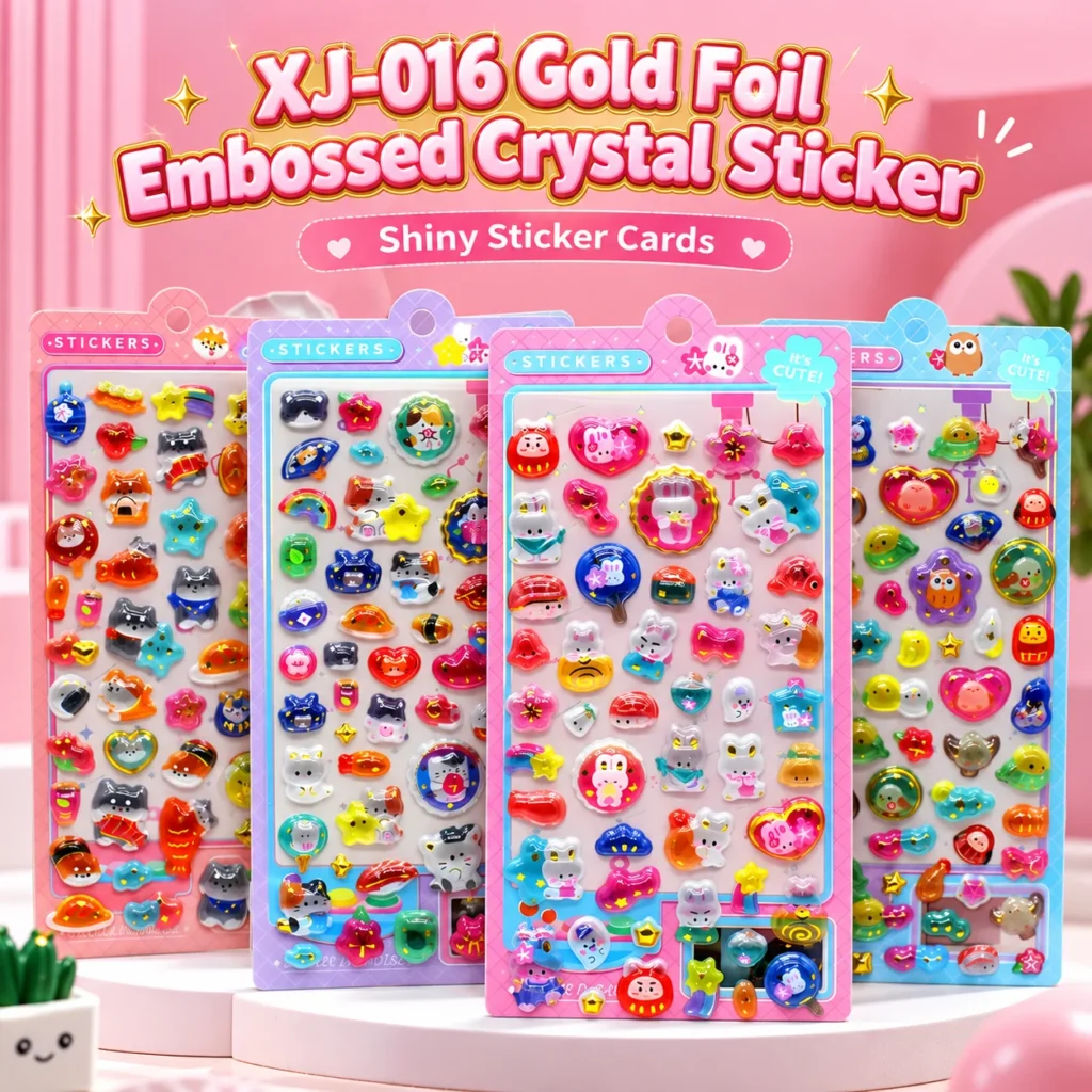 XJ-016 Hot Stamping Embossed Crystal Stickers