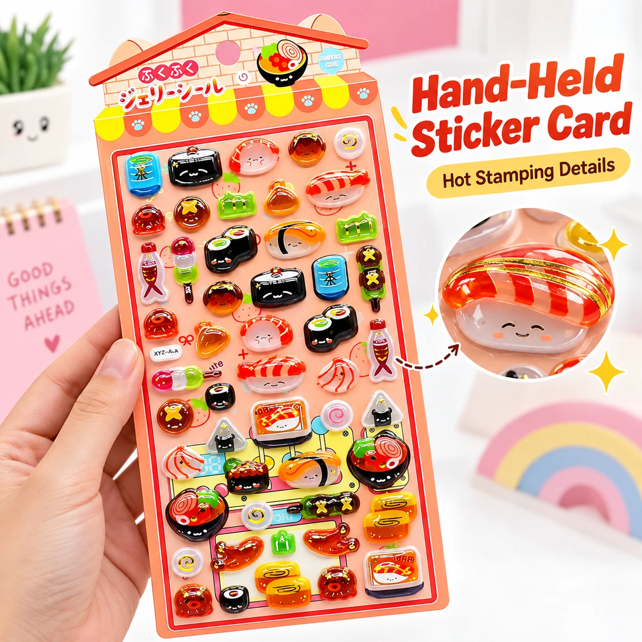 XYZ-A Hot Stamping Embossed Stickers (12 designs)