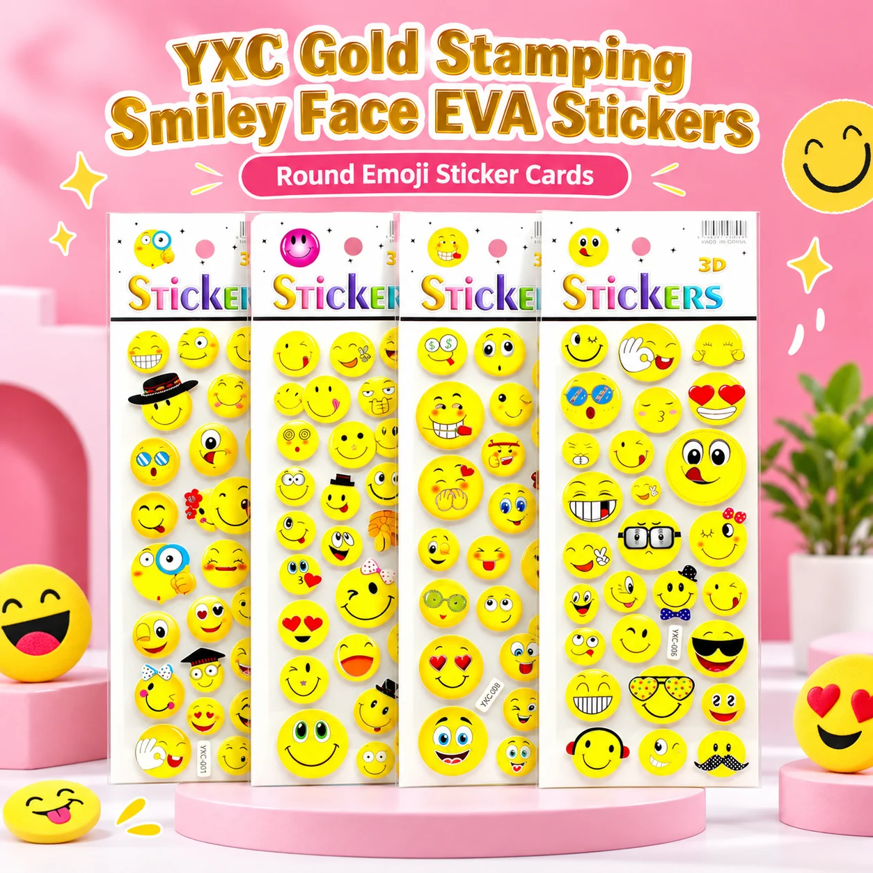 YXC Gold Stamping Smiley Face EVA Stickers