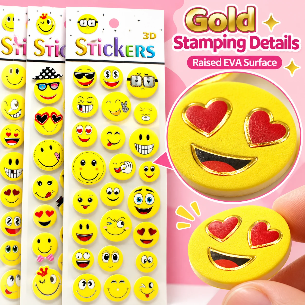 YXC Gold Stamping Smiley Face EVA Stickers