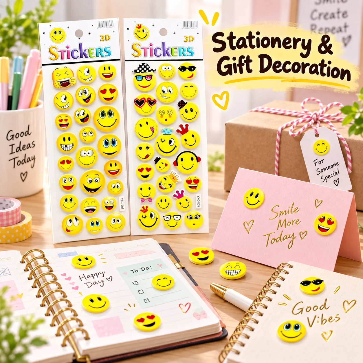 YXC Gold Stamping Smiley Face EVA Stickers
