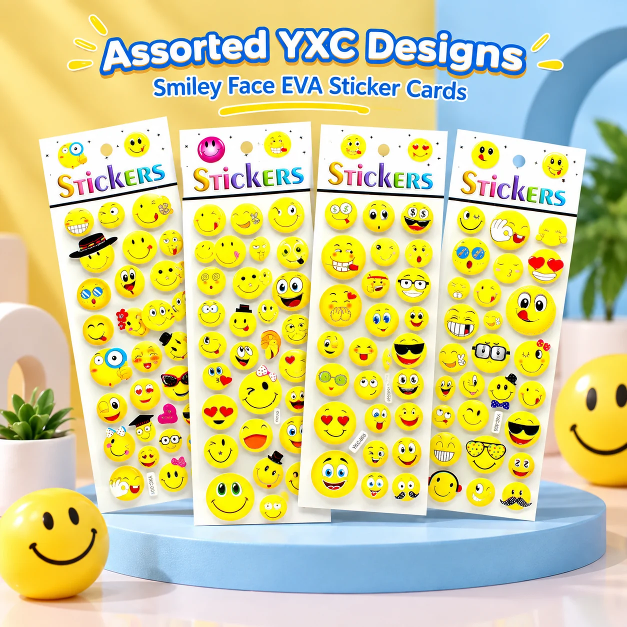YXC Gold Stamping Smiley Face EVA Stickers