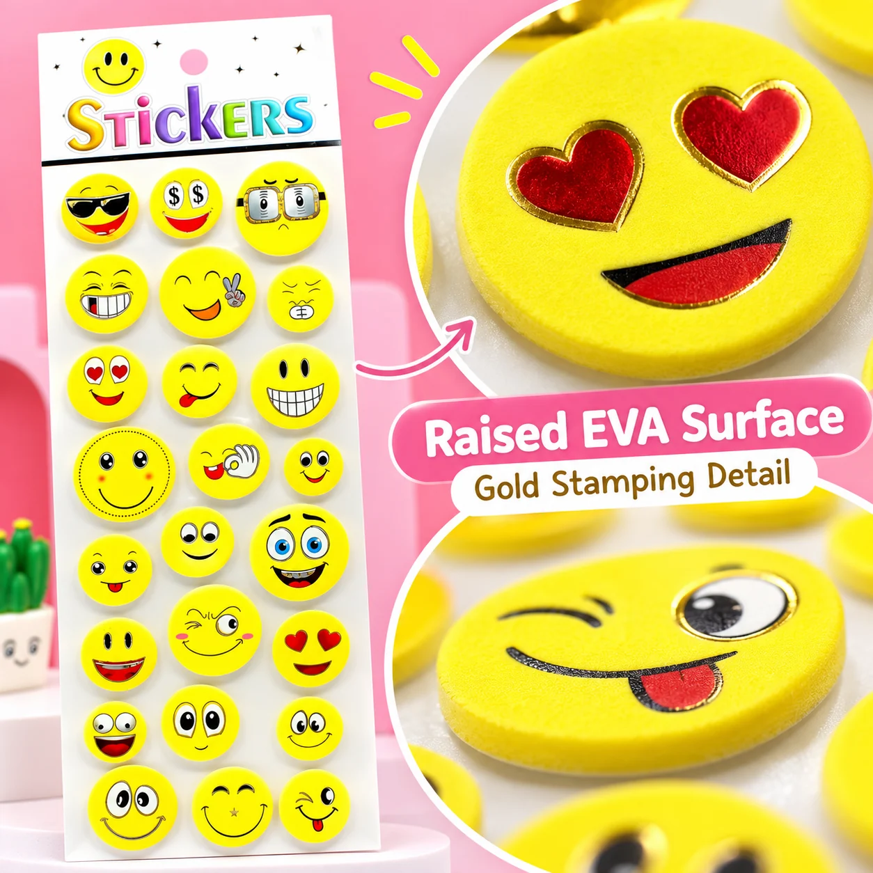 YXC Gold Stamping Smiley Face EVA Stickers