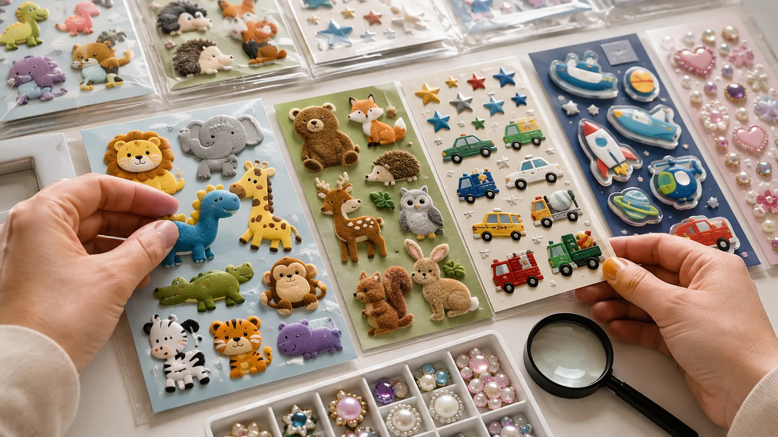 Textured stickers for kids wholesale puffy and flocked styles