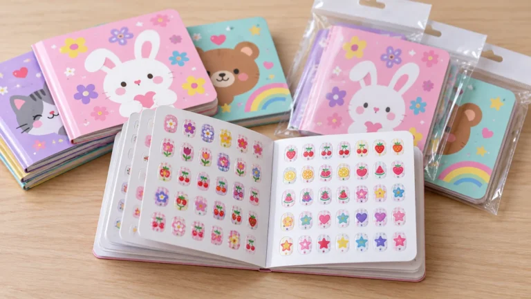 Kids nail sticker books with small nail decoration motifs and wholesale retail packs